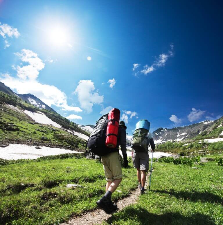 Men going on a hike together