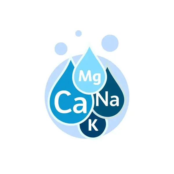 Illustration Of 4 Electrolytes in water droplets. It shows why Boulder Salt is the best salt for POTS