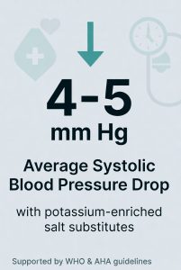 image of 4.5 point drop in blood pressure with potassium enriched salt substitutes